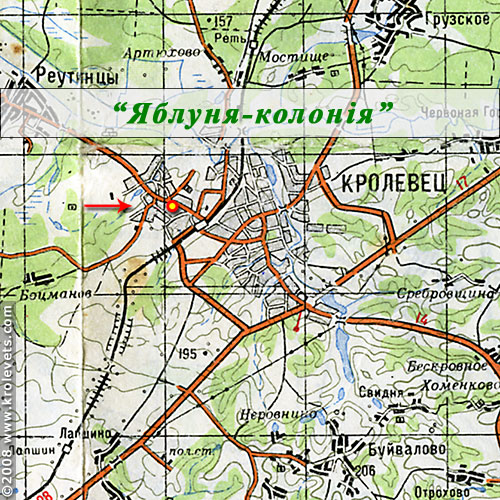 Яблуня-колонія, карта, Кролевець, Сумська обл. Яблуня-колонія, карта, Кролевець, Сумська обл.
